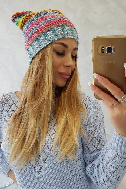 Čapica s fleece Krystyna K207 zelená neónová + modrá univerzálne