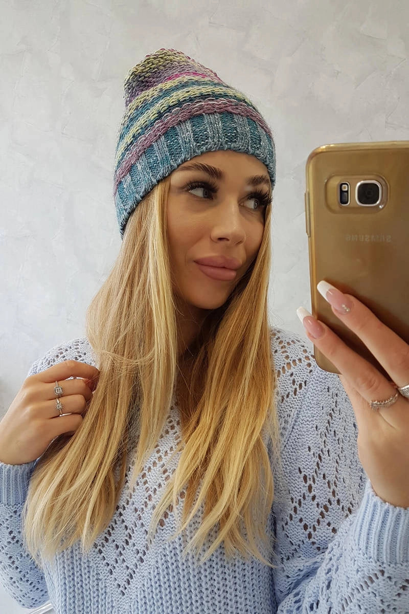 Čapica s fleece Krystyna K207 fuchsiová + modrá univerzálne