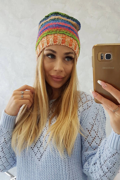 Čapica s fleece Krystyna K207 nevädza + pomaranč univerzálne