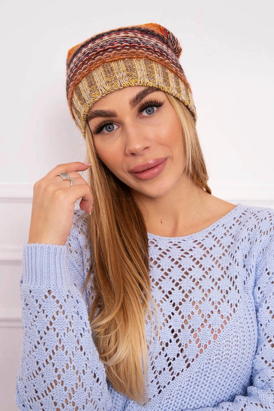 Čapica s fleece Krystyna K207 hnedá + béžová univerzálne