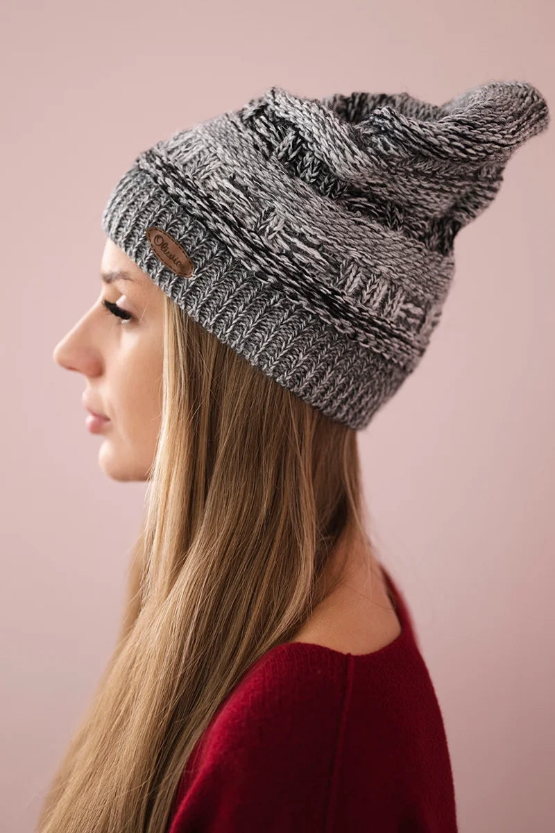 Čapica s fleece Patrycja K254 čierna + šedá univerzálne