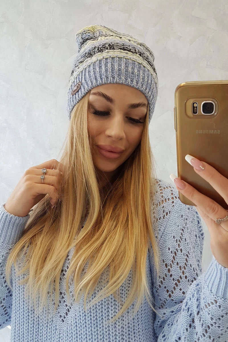 Čapica s fleece Patrycja K254 žltá + modrá univerzálne