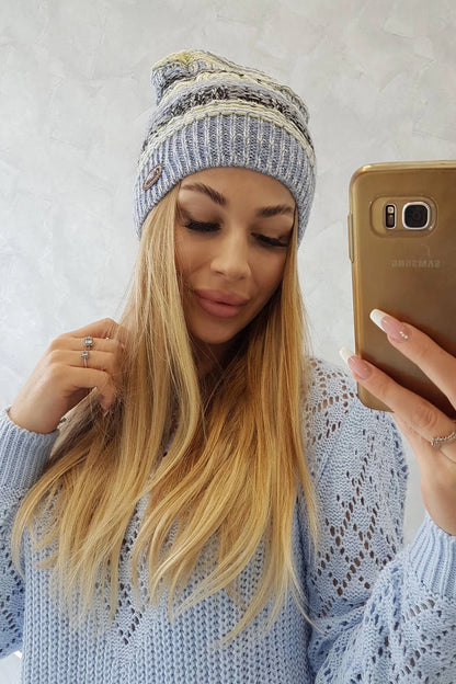 Čapica s fleece Patrycja K254 žltá + modrá univerzálne