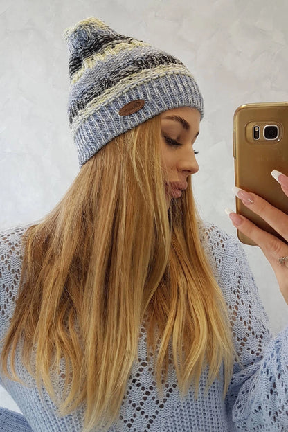 Čapica s fleece Patrycja K254 žltá + modrá univerzálne