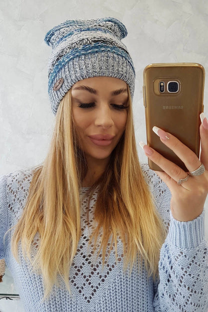 Čapica s fleece Patrycja K254 more + šedá univerzálne