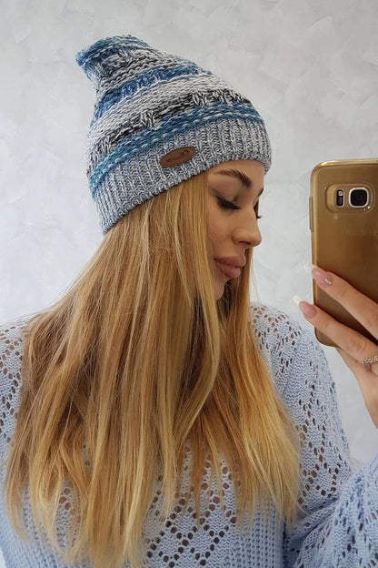 Čapica s fleece Patrycja K254 more + šedá univerzálne