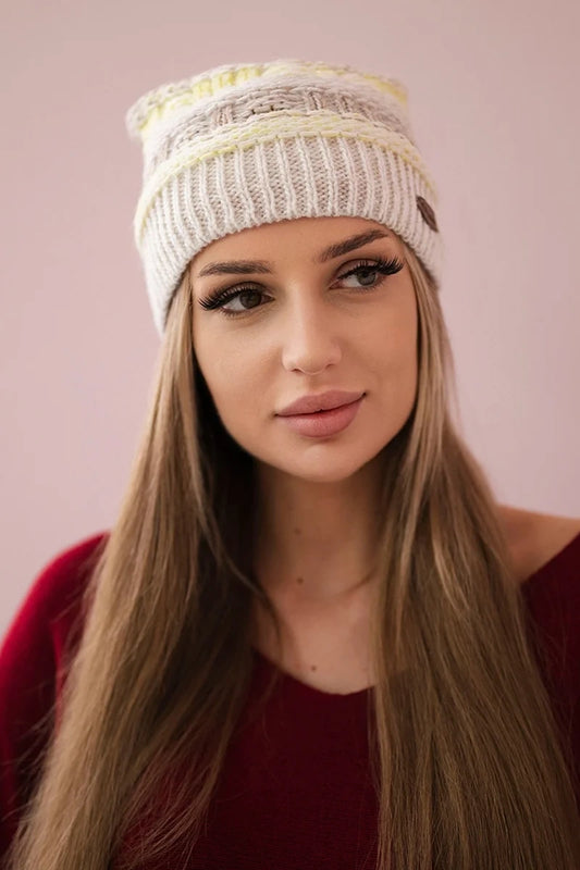 Čapica s fleece Patrycja K254 žltá + béžová univerzálne