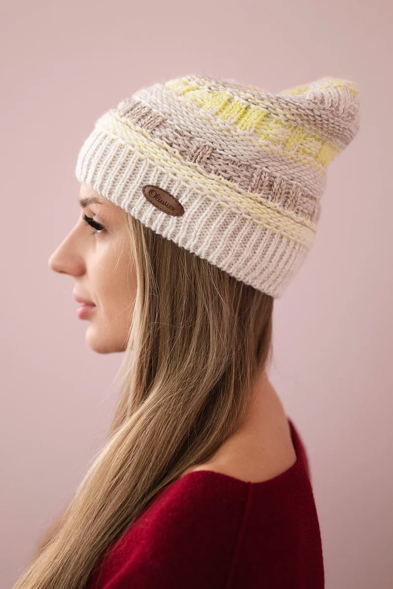 Čapica s fleece Patrycja K254 žltá + béžová univerzálne