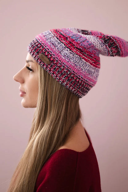 Čapica s fleece Patrycja K254 fuchsiová + ružová univerzálne
