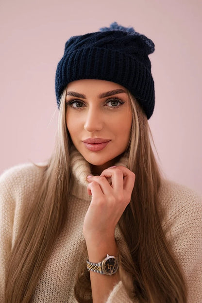 Čapica s fleece Ilona K218 námornícka modrá + džínsy univerzálne