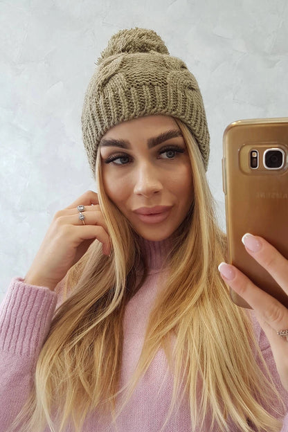 Čapica s fleece Stefania K278 svetlá khaki univerzálne