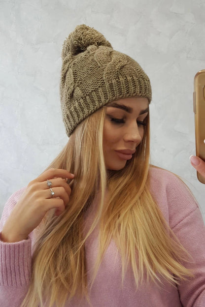 Čapica s fleece Stefania K278 svetlá khaki univerzálne