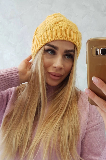 Čapica s fleece Stefania K278 žltá univerzálne