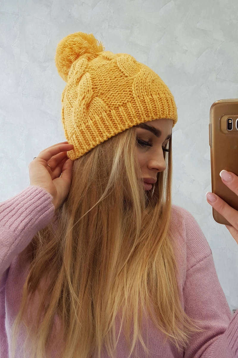 Čapica s fleece Stefania K278 žltá univerzálne