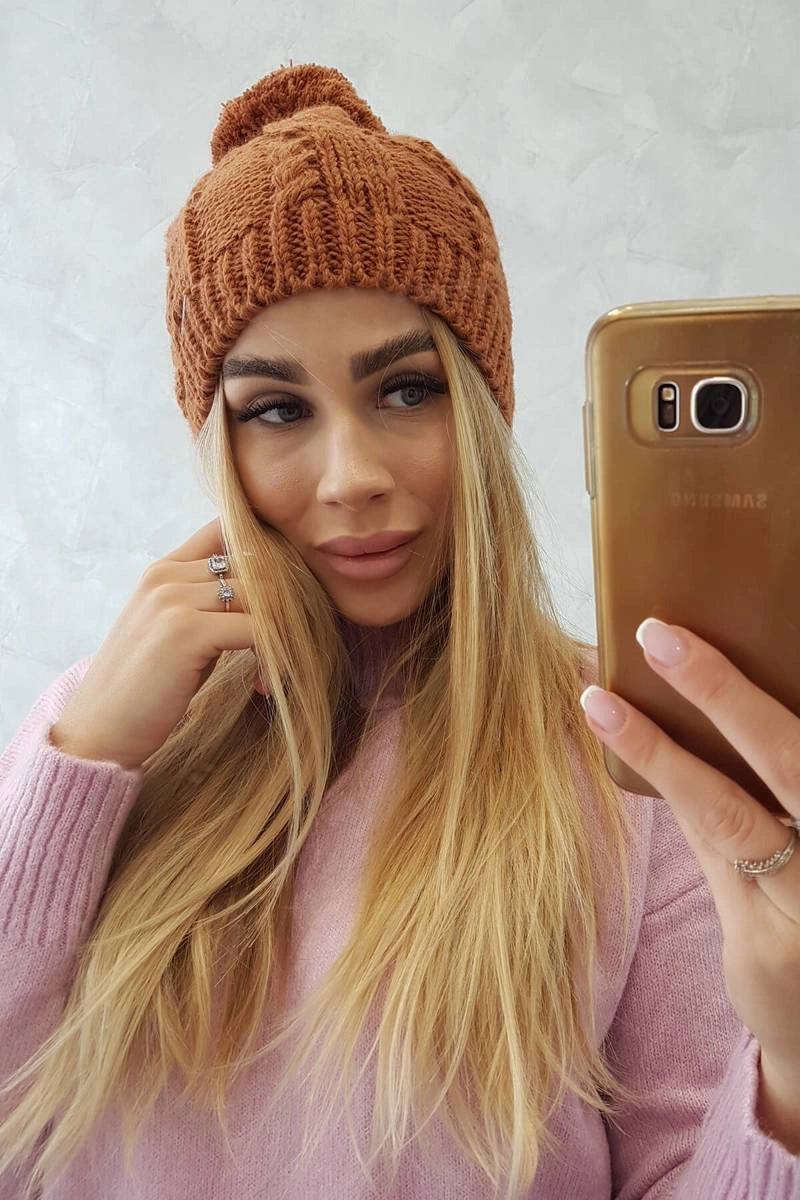Čapica s fleece Stefania K278 svetlo hnedá univerzálne