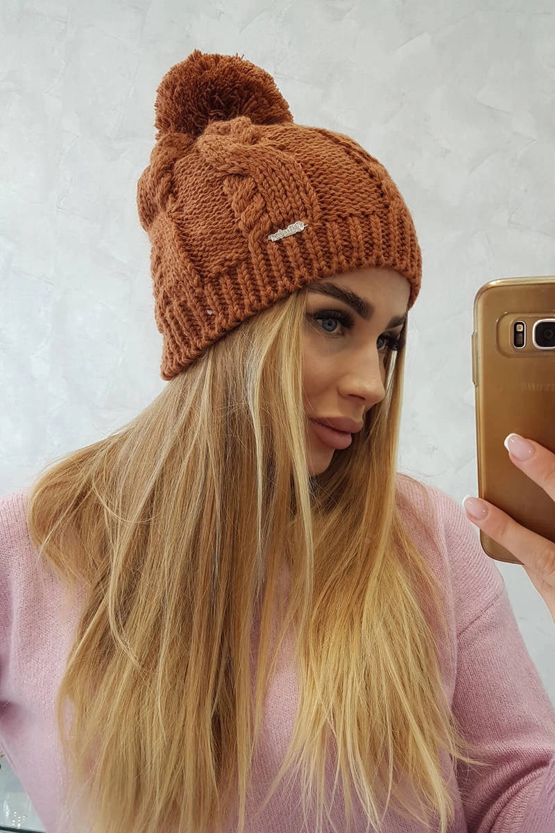 Čapica s fleece Stefania K278 svetlo hnedá univerzálne