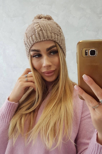 Čapica s fleece Stefania K278 tmavo béžová univerzálne