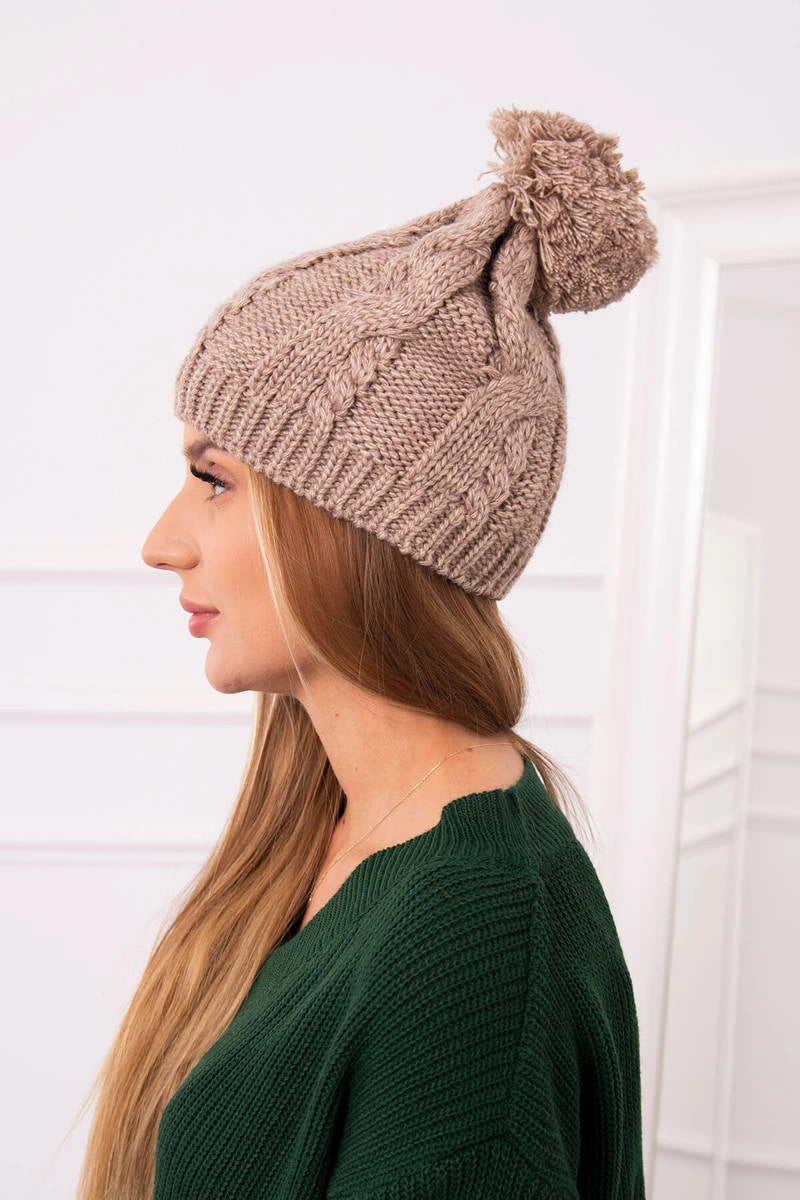 Čapica s fleece Stefania K278 tmavo béžová univerzálne
