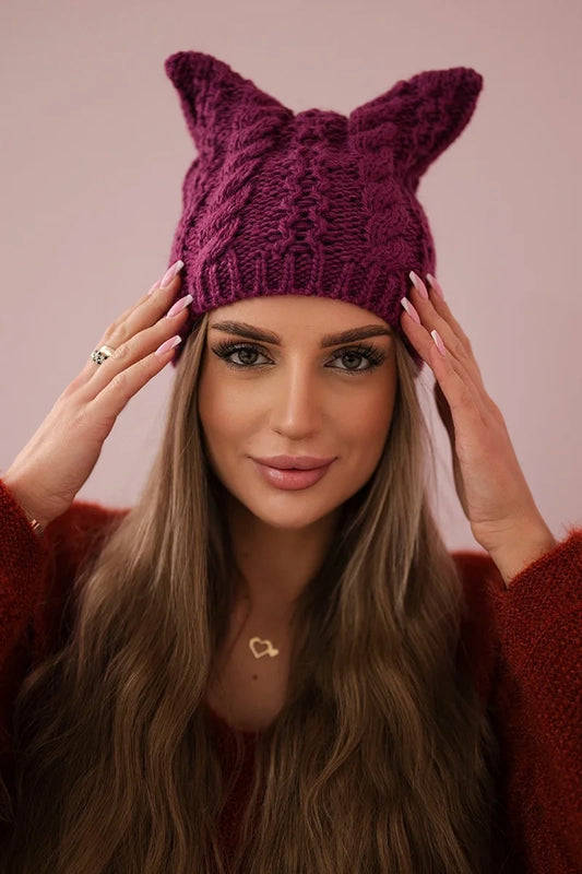 Čapica s fleece Rabbid K237 tmavo fialová univerzálne