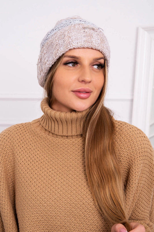 Čapica s fleece Pola K267 šedá + béžová univerzálne