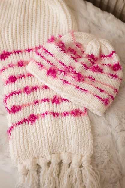 Dámsky set so šatkou Anika K304 ecru + fuchsia univerzálne
