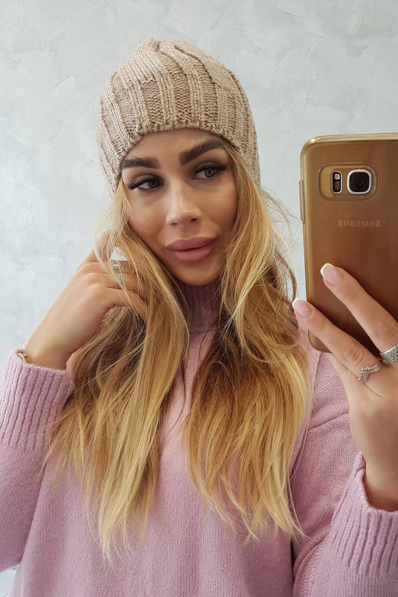 Čapica s fleece Ida K320 tmavo béžová univerzálne