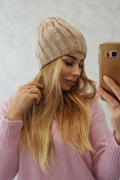 Čapica s fleece Ida K320 tmavo béžová univerzálne