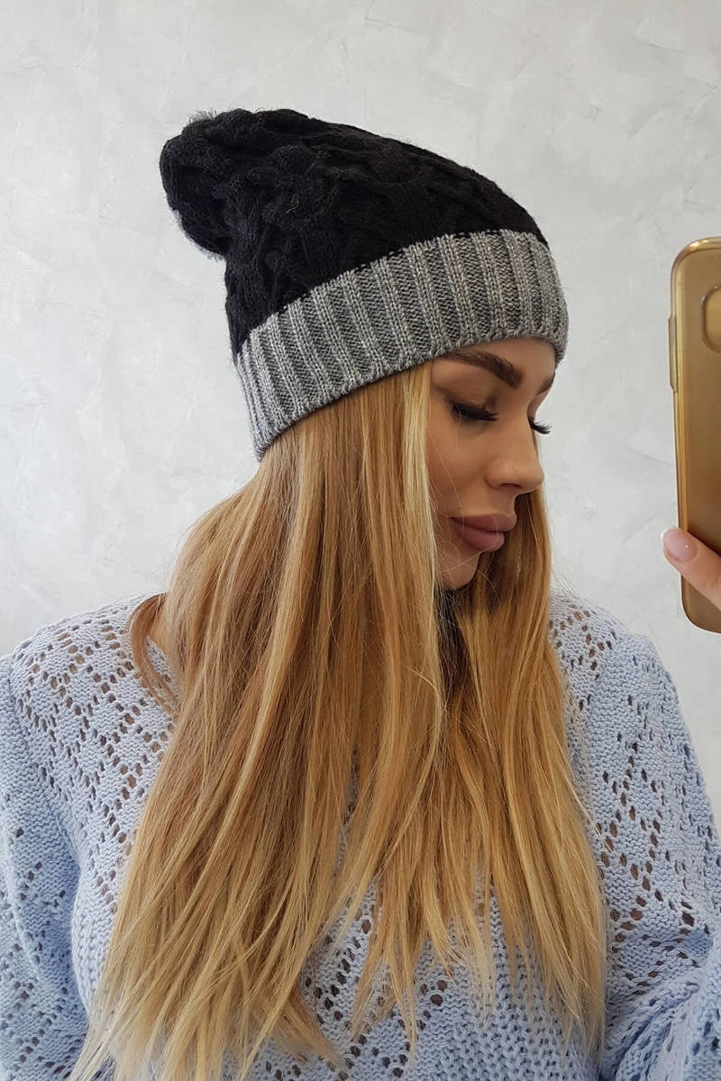 Čapica s fleece Bibiana K264 tmavo šedá + čierna univerzálne