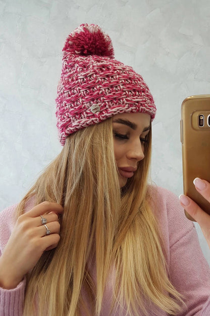 Čapica s fleece Fiona K275 fuchsiová + púdrová ružová univerzálne