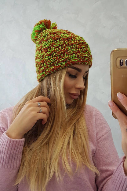 Čapica s fleece Fiona K275 zelená neónová + červená univerzálne