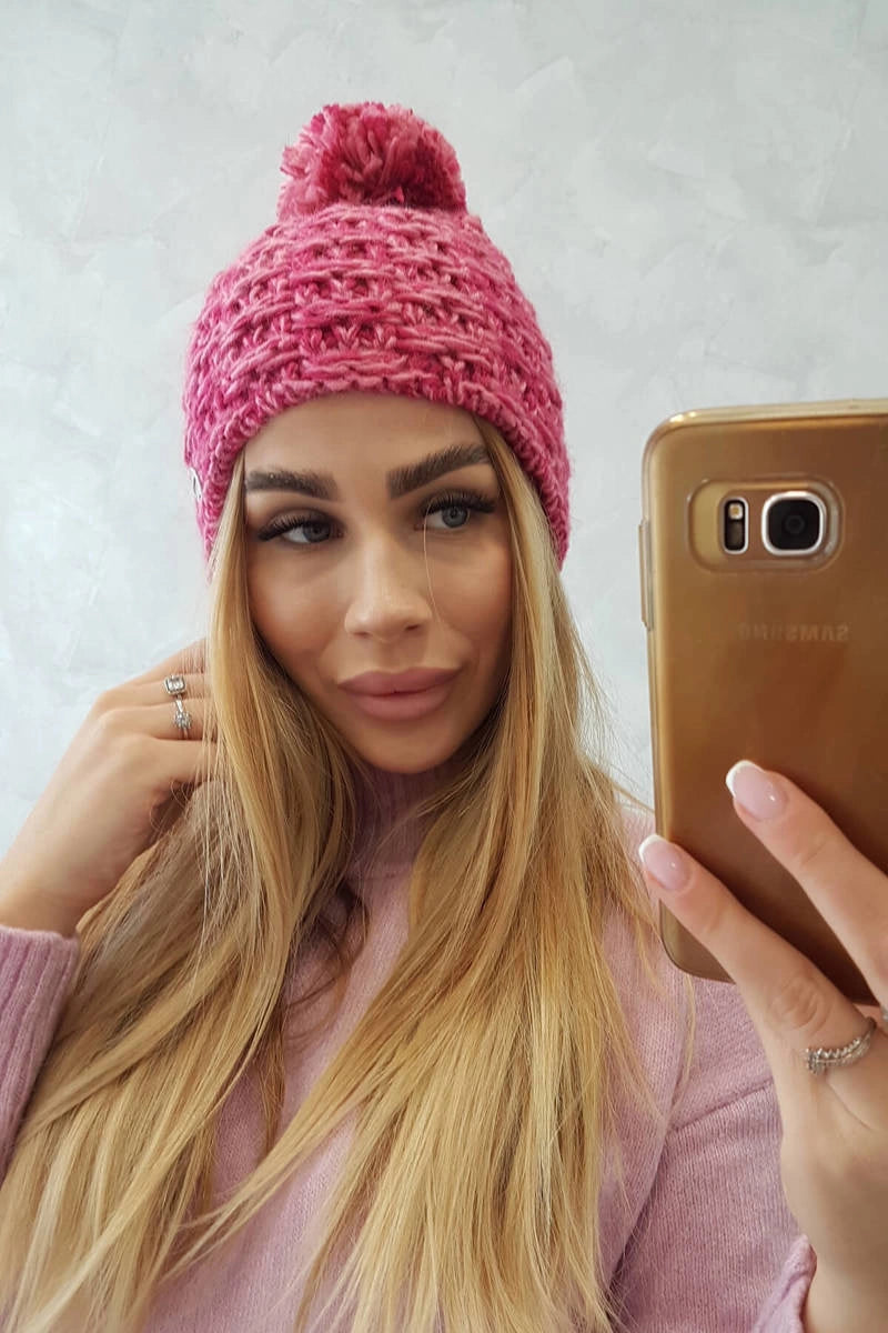 Čapica s fleece Fiona K275 fuchsiová + svetlo púdrová ružová univerzálne