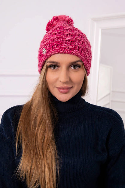 Čapica s fleece Fiona K275 fuchsiová + svetlo púdrová ružová univerzálne