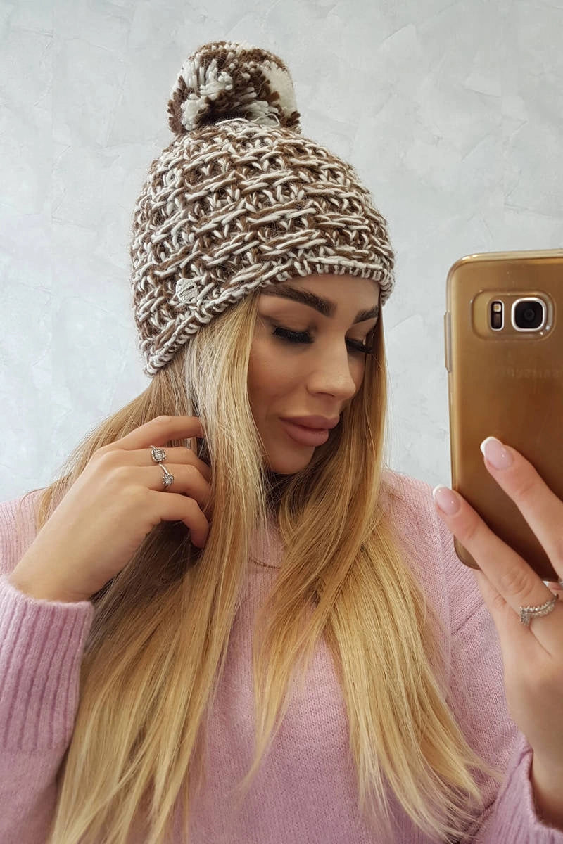 Čapica s fleece Fiona K275 biela + hnedá univerzálne