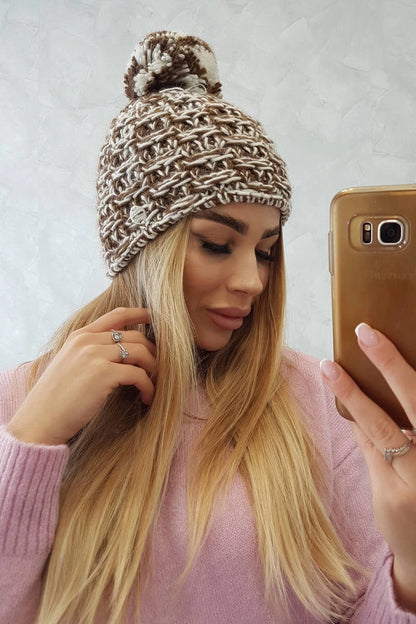 Čapica s fleece Fiona K275 biela + hnedá univerzálne