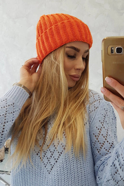 Čiapka s otočením nahor Magda K293 oranžový neón univerzálne