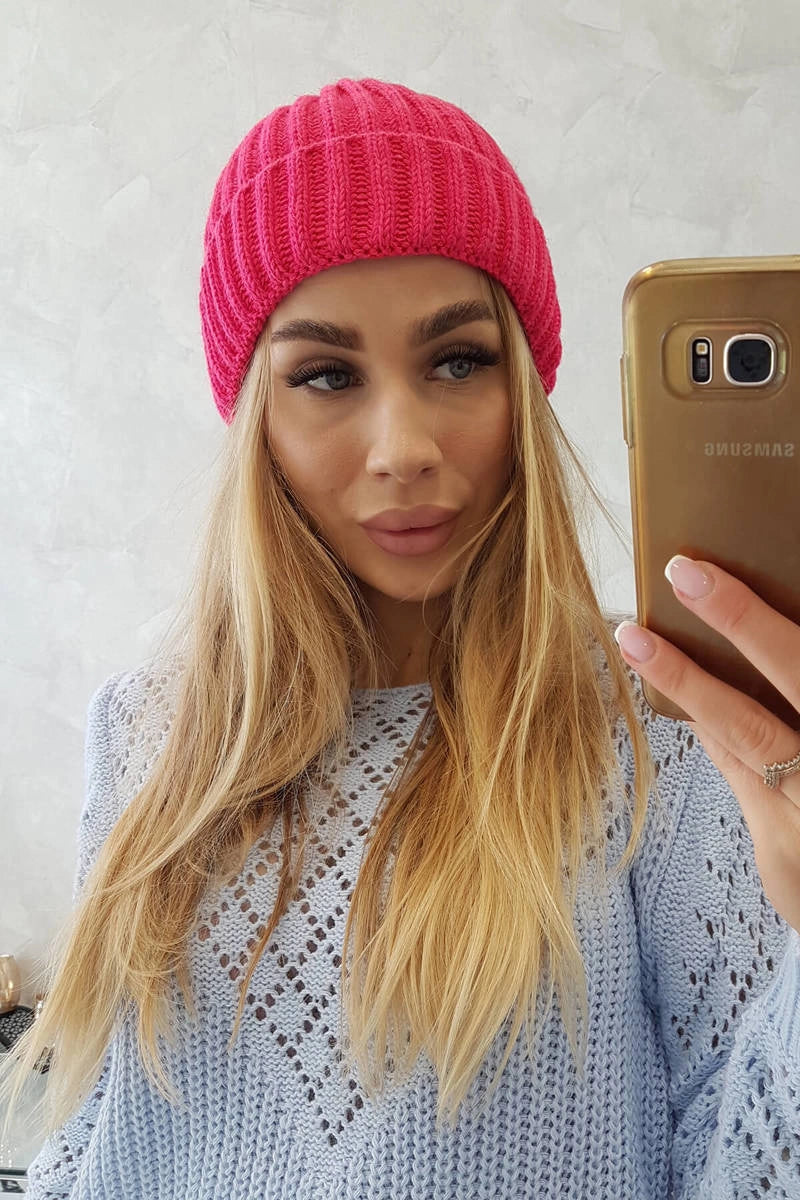 Čiapka s otočením nahor Magda K293 fuchsiová univerzálne