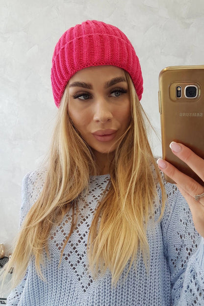 Čiapka s otočením nahor Magda K293 fuchsiová univerzálne