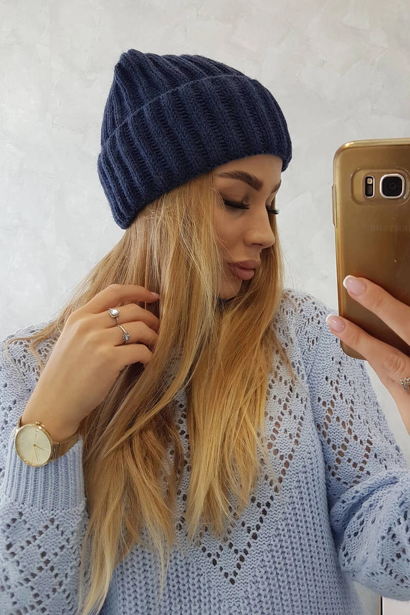 Čiapka s otočením nahor Magda K293 námornícka modrá univerzálne