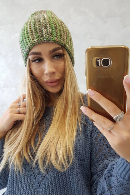 Čapica s fleece Zoja K306 zelená + béžová univerzálne