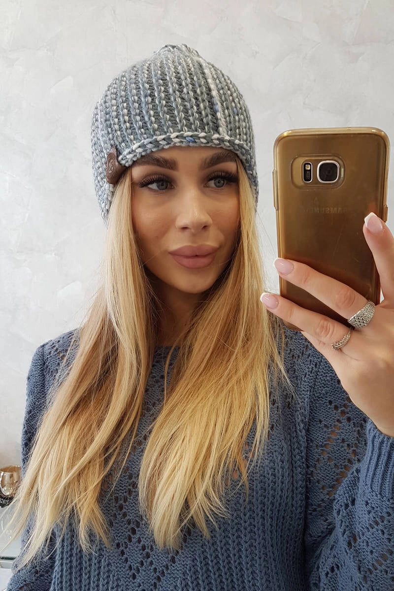 Čapica s fleece Zoja K306 šedá + modrá univerzálne