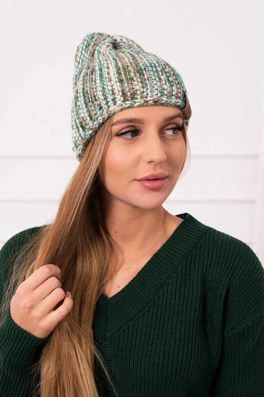 Čapica s fleece Zoja K306 ecru + zelená univerzálne