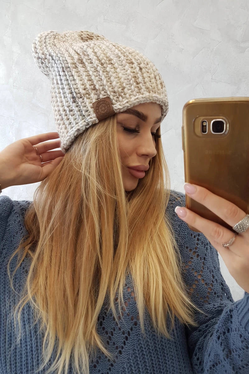 Čapica s fleece Zoja K306 ecru + béžová univerzálne