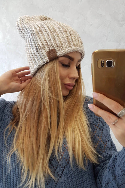 Čapica s fleece Zoja K306 ecru + béžová univerzálne
