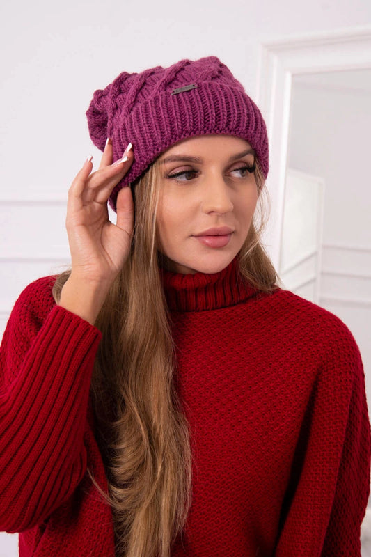 Čapica s fleece Wanda K281 tmavo fialová univerzálne
