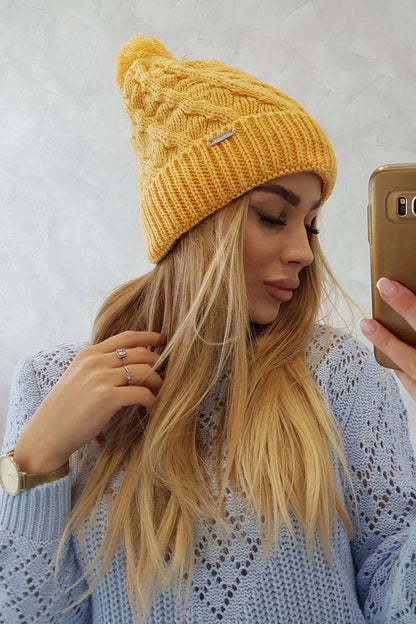 Čapica s fleece Wanda K281 žltá univerzálne