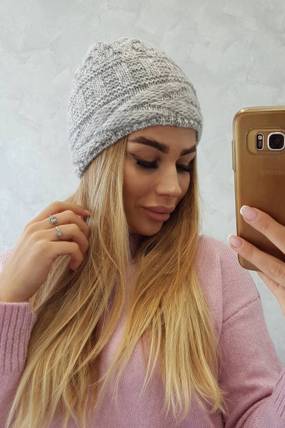 Čapica s fleece Edyta K298 sivá univerzálne