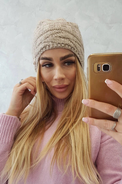 Čapica s fleece Edyta K298 béžová univerzálne