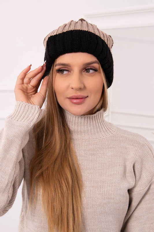 Čapica s fleece Bojana K265 čierna+béžová+cappuccino univerzálne