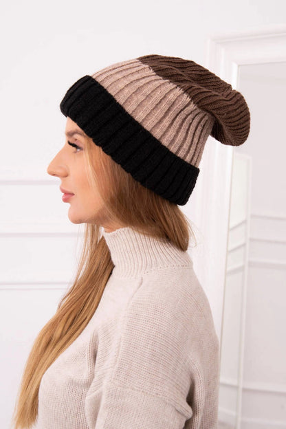 Čapica s fleece Bojana K265 čierna+béžová+cappuccino univerzálne