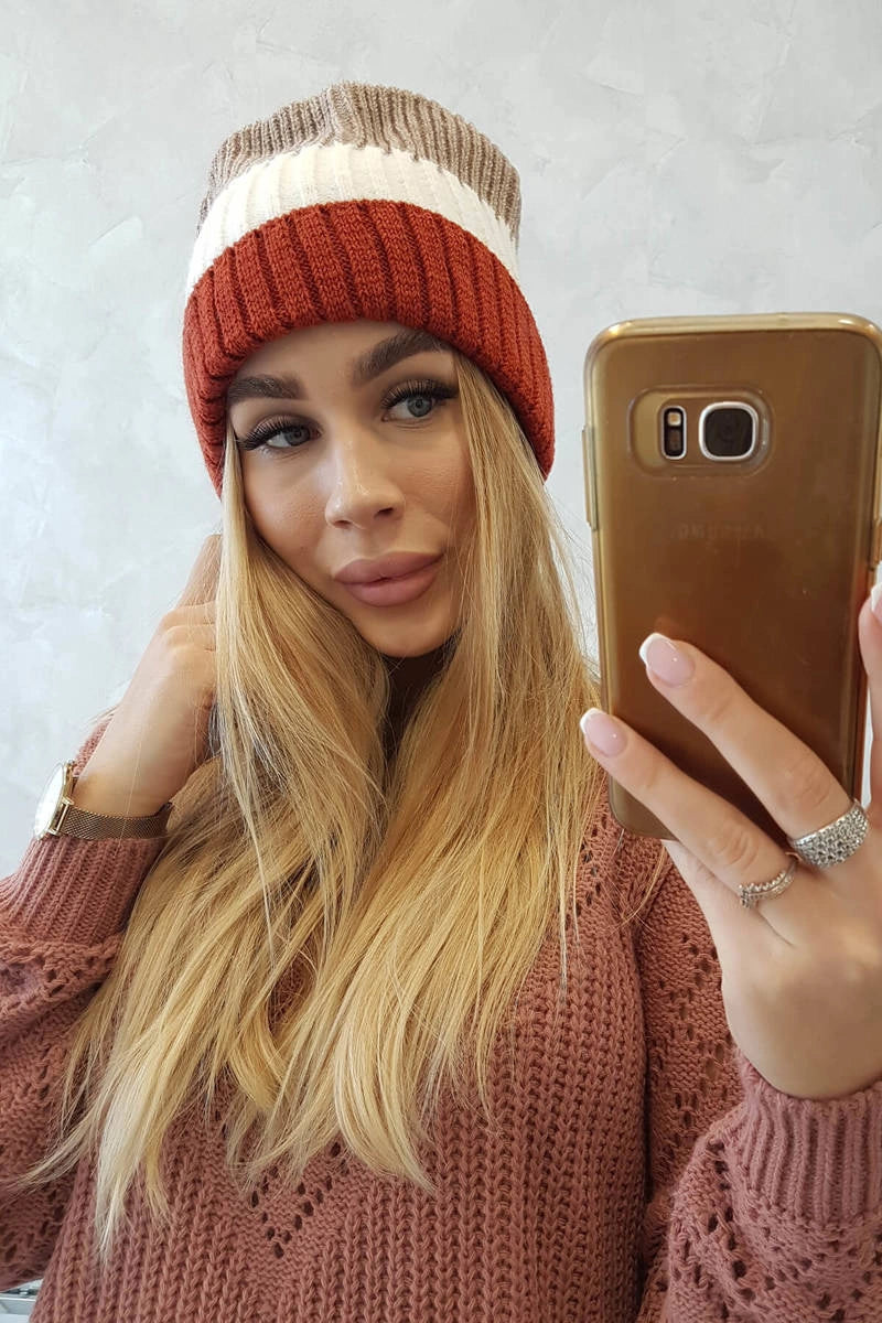 Čapica s fleece Bojana K265 ruda+ecru+béžová univerzálne